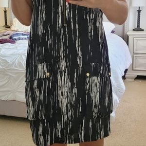 Michael Kors  Women'sMedium Black White Tank DressDraphic Mini